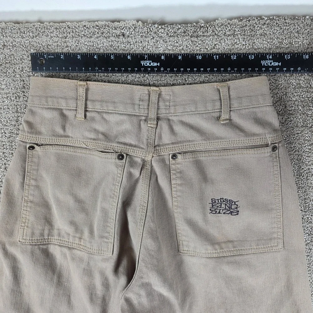 Vintage Stussy King Size Work Pants Mens Medium Tan Canvas USA Made Streetwear